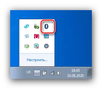 Pagpangita usa ka icon sa Bluetooth sa Windows 7 pinaagi sa usa ka sistema sa tray