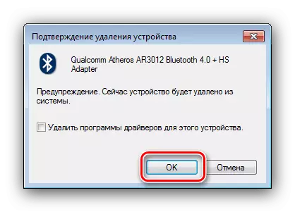 Potvrďte operáciu vypnete Bluetooth na Windows 7 prostredníctvom Správcu zariadení