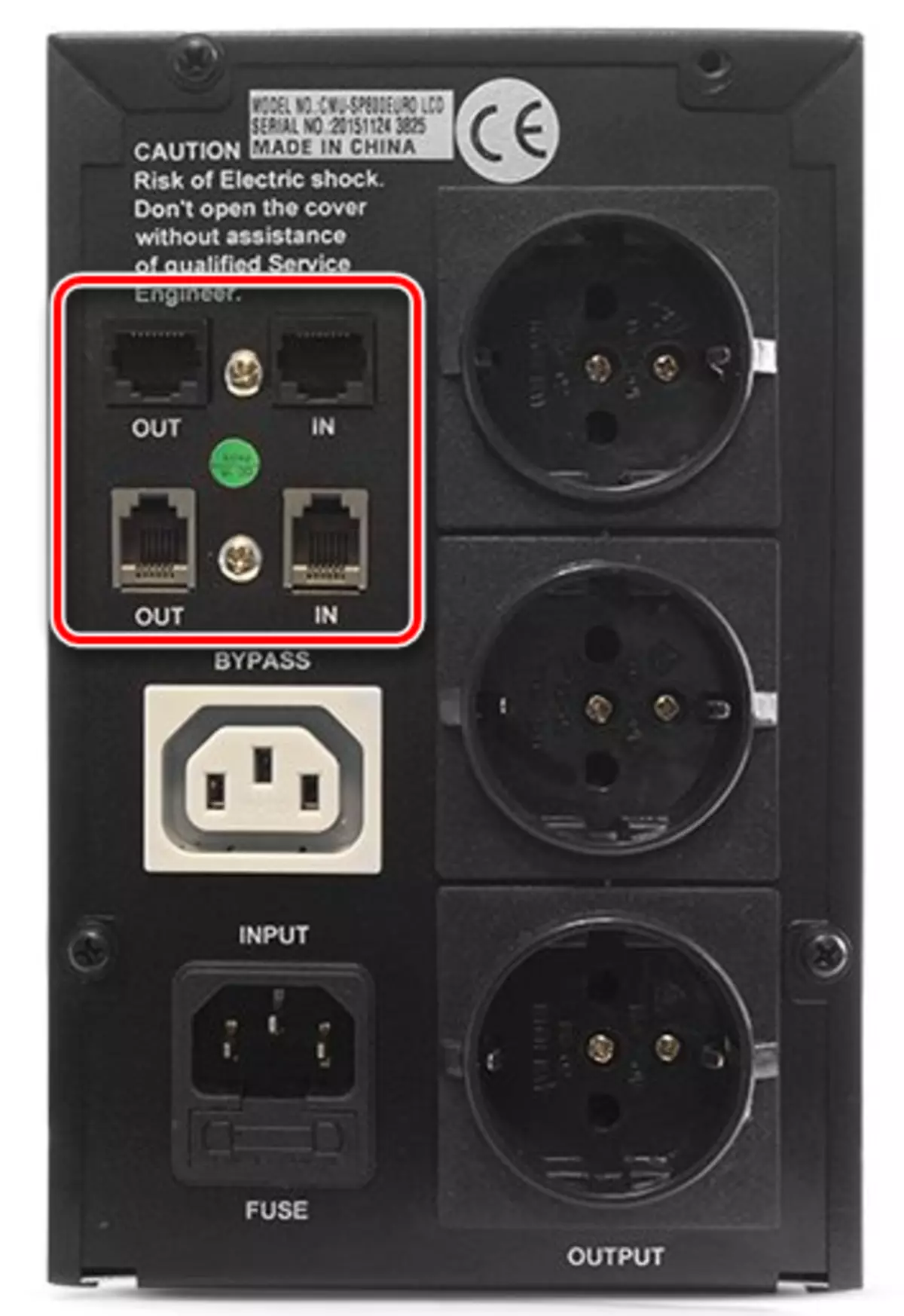 UPS arxa panel telefon və şəbəkə kabel üçün Outlets