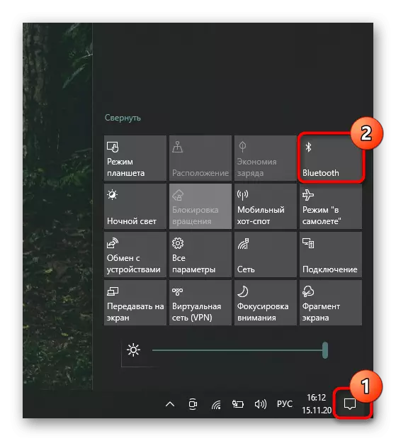 Se ledighed på en Bluetooth-computer i Windows 10 Notifications Center