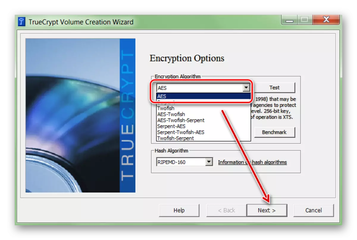 Yiyan ọna ti encrption ni Truecrypt