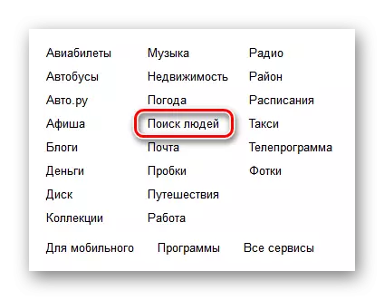 Bytt til søket etter folk på Yandex