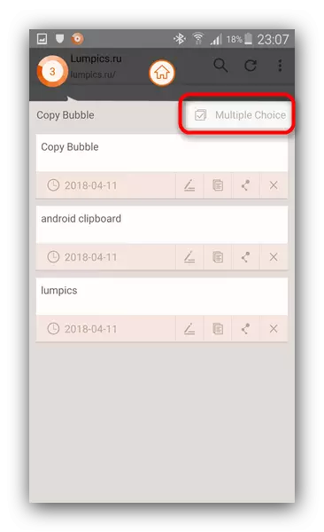 Перайсці да множнага выдаленні запісаў clipboard ў Copy Bubble