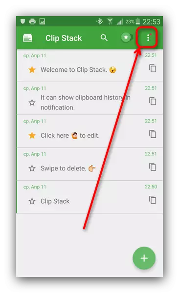 Masukkan menu aplikasi stack Clip