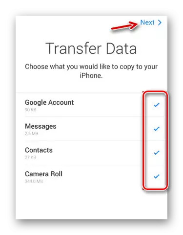 Datu tipa izvēle pārsūtīšanas kustībā-to-iOS
