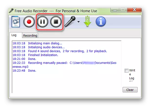 Gestionarea înregistrării în înregistratorul audio gratuit