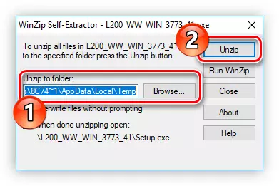 Velg en mappe for å lagre midlertidige driverinstallasjonsfiler for Epson L200-skanner