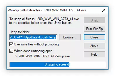 Вађење привремених датотека инсталатора за Епсон Л200 скенер