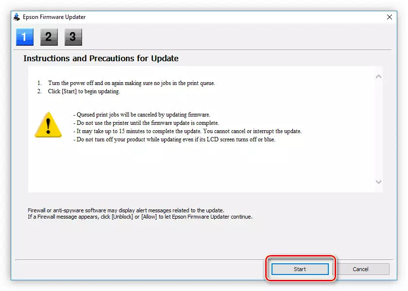 The first window of the EPSON L800 printer firmware installer via the Epson Software Updater program