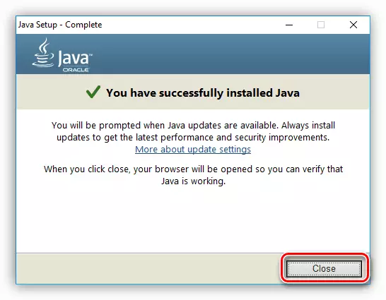 Zadnja faza namestitve Java