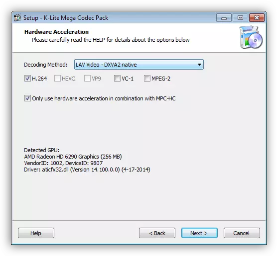 Configurando os códecs do paquete de Codec K-Lite en Windows 7