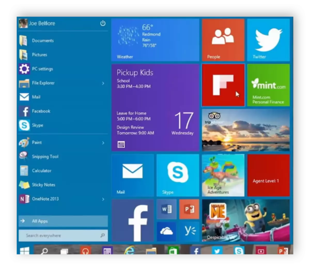 Start nupp Windows 10