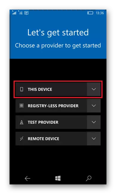 Siirtyminen laitteen asetuksiin interop-työkalujen sovelluksessa Windows Phone