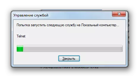 Telnet ծառայության կարգը Windows 7 ծառայության մենեջերում