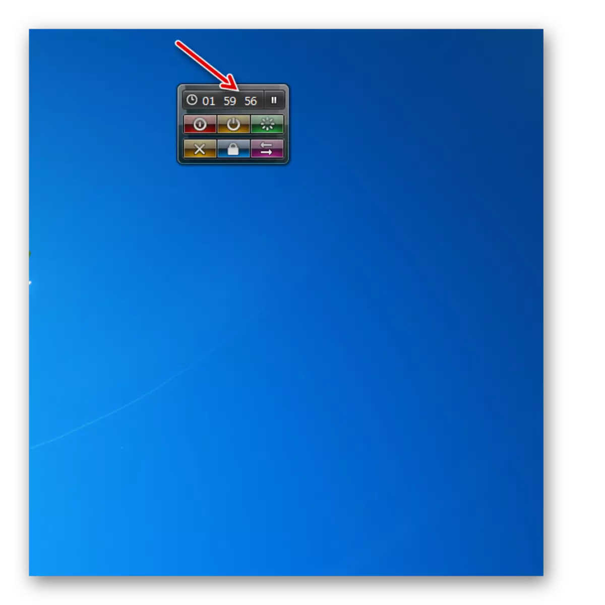 Таймер адключэння кампутара запушчаны ў гаджэце System Shutdown ў Windows 7