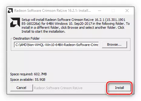 AMD Radeon HD 7640G Video Card အတွက် Installation Driver ကိုစတင်ရန်ခလုတ်ကိုနှိပ်ပါ