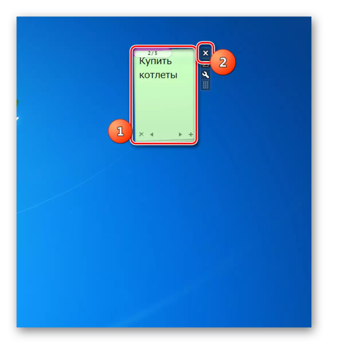 Girtina Notes Notes Longes Gadget Gadget Interface li ser sermaseyê li Windows 7