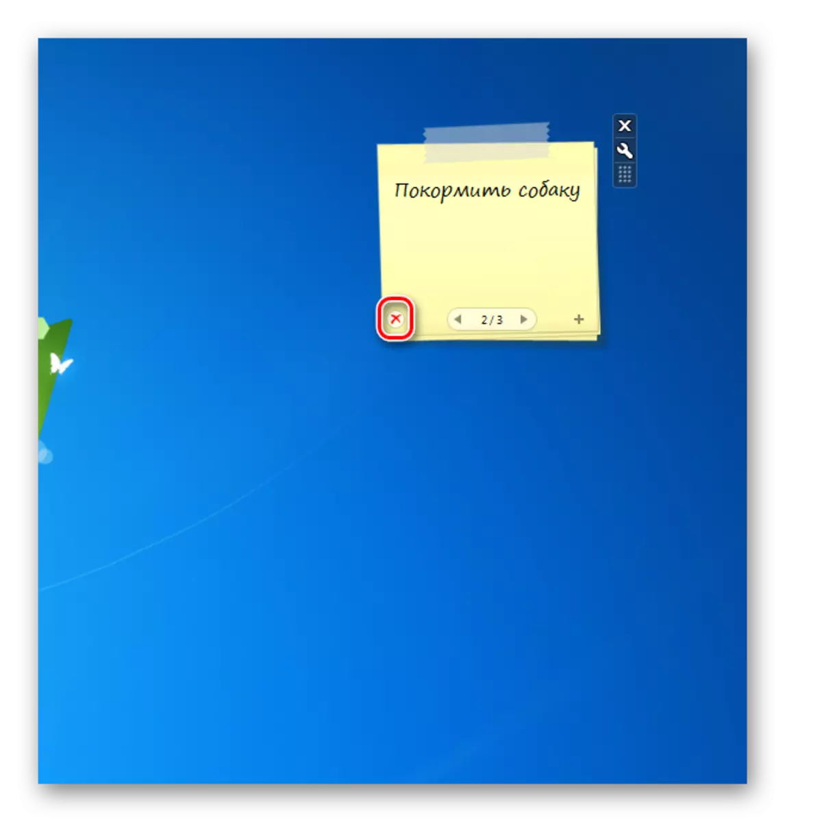 Mengeluarkan halaman di antara muka Gadget Gadget NotescoloLour di desktop di Windows 7
