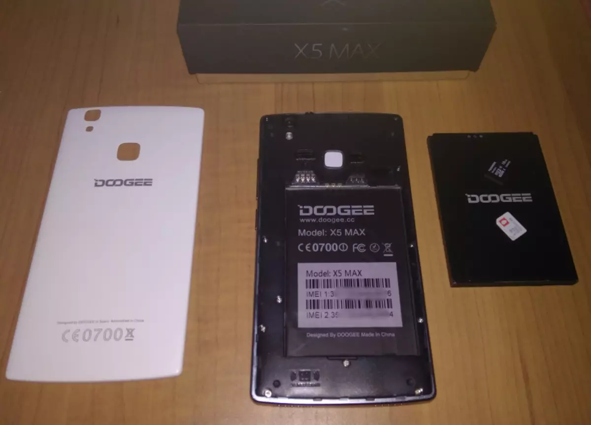 Doogee X5 Max Tulutsani Battery, SIM Cards ndi Micro