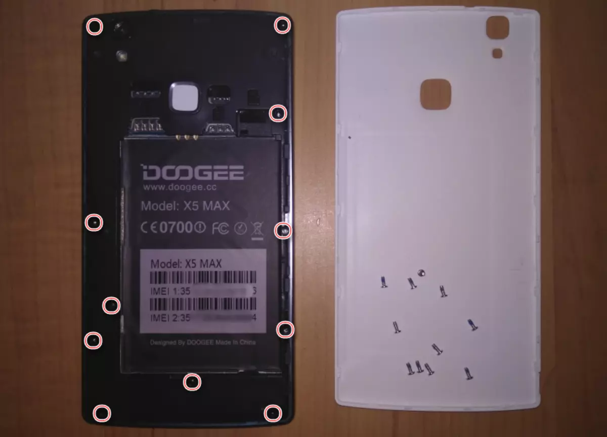 DOOGEE X5 MAX Локација на завртки Поправање на задниот панел