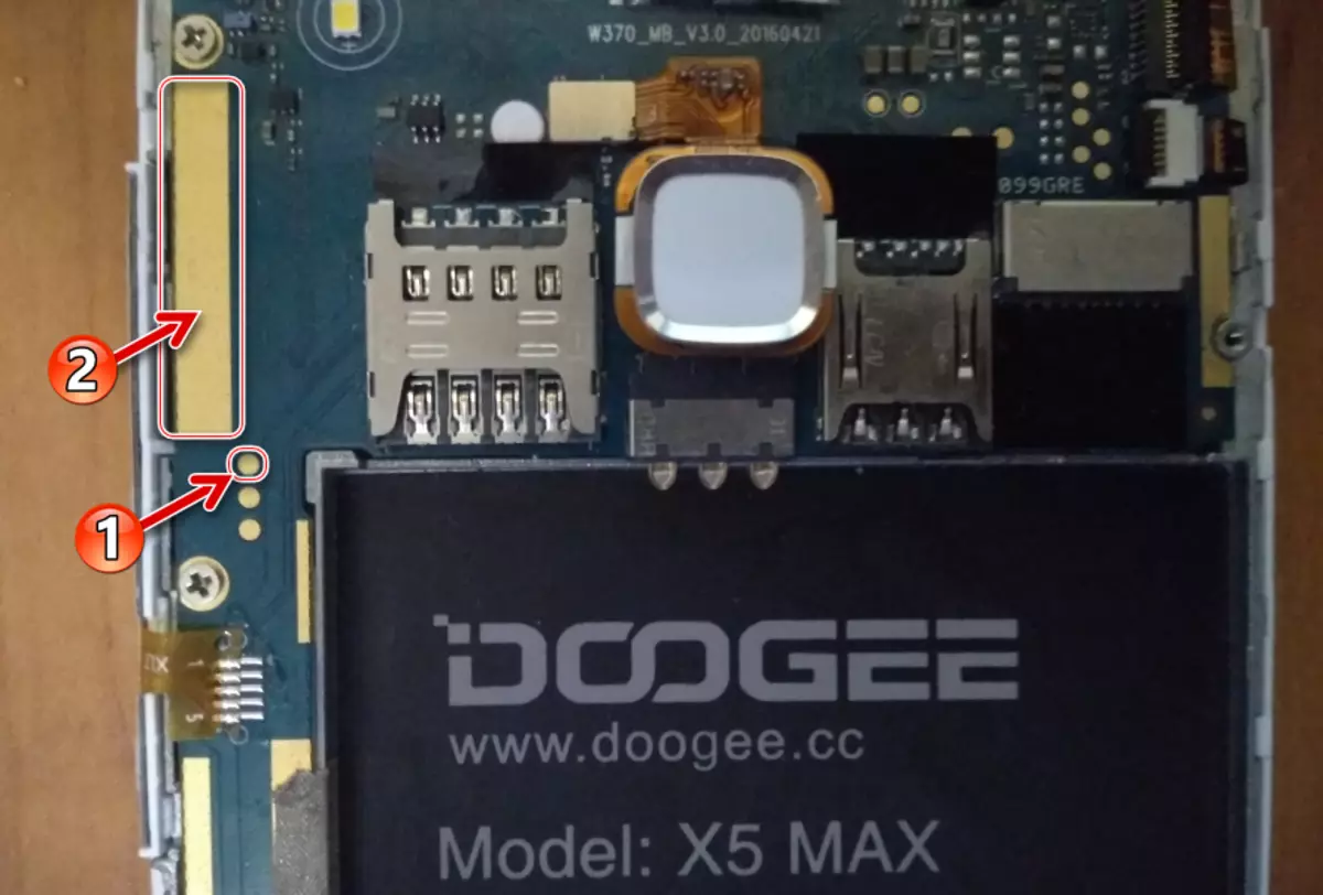 DOOGEE X5 MAX Lokacija Testpoint na Mat.Plat za Decillary