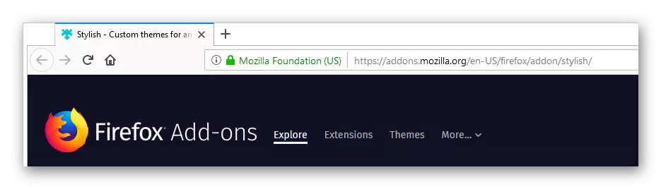 Gå til stilfuld udvidelsesside i Mozilla Firefox.