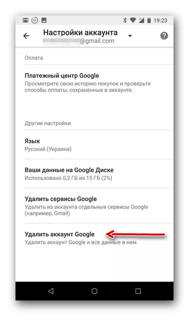 Выдаленне акаўнта Google