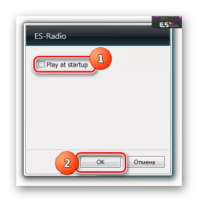 Desativar o início automático do Gadget do ES-Radio na janela Configurações no Windows 7