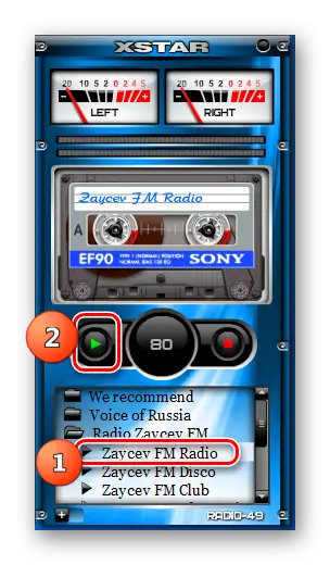 Radio-ôfspieljen yn 'e Xiradio Gadget Gadget-interface yn Windows 7