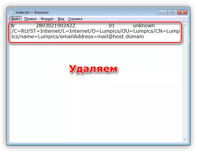 OpenVPN સર્વર પર ઇન્ડેક્સ ફાઇલમાંથી માહિતી કાઢી નાખો