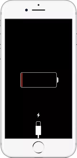 Ekran iPhone'a przy braku ładowania