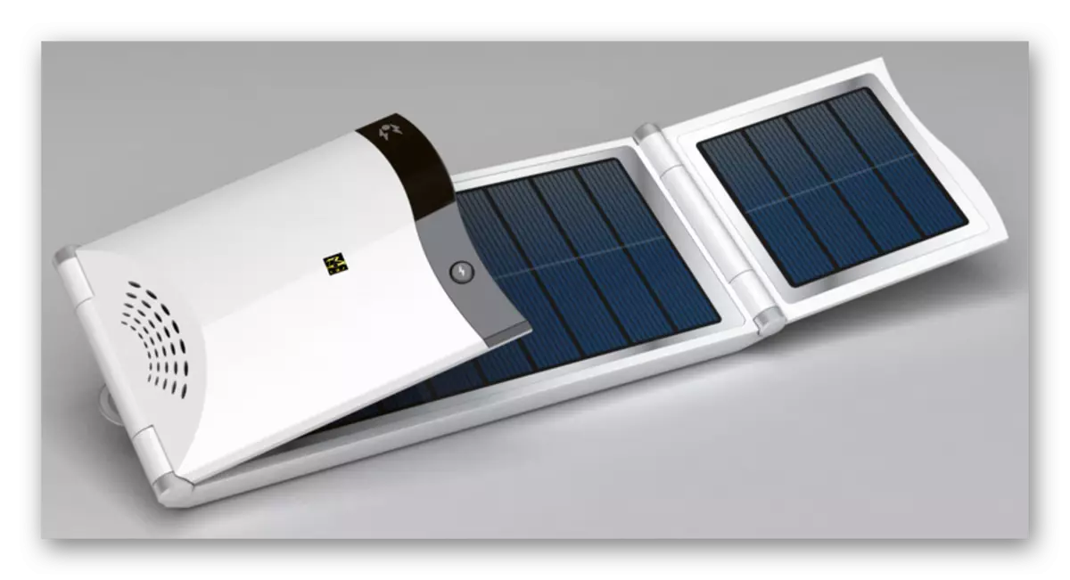 Exempel på utseendet på solpanelen för laddning av en bärbar dator
