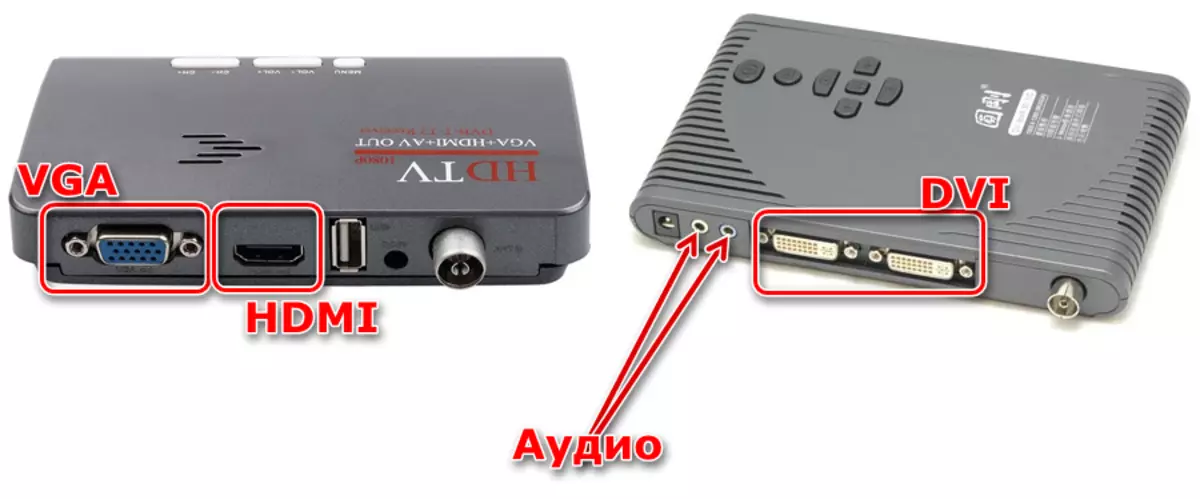 Konektor untuk menghubungkan sistem monitor dan speaker di konsol televisi