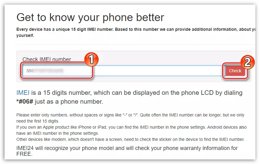 Imei inn í IMEI24.com.