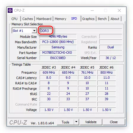 Type RAM i CPU Z-programmet