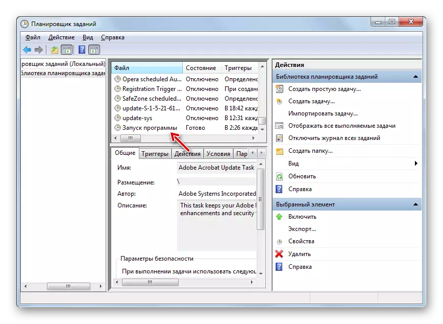 Nieuwe taak in de bibliotheek voor jobplanner in de interface van de taakplanner in Windows 7