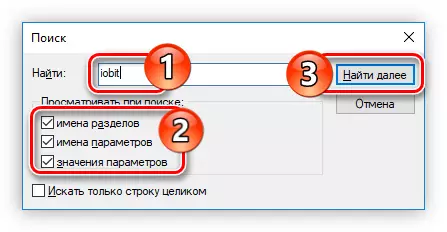 Căutare de produs Iobit în Windows Registry Editor