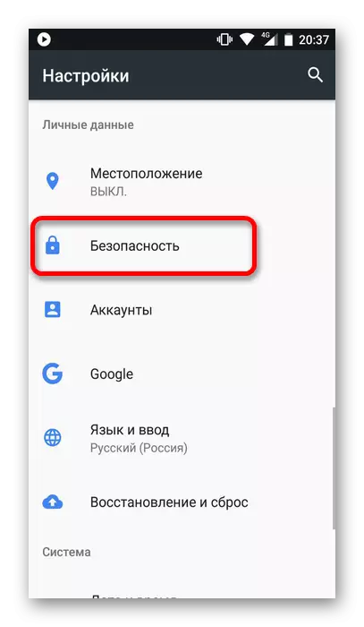 Sekcia Zabezpečenie v nastaveniach pre Android