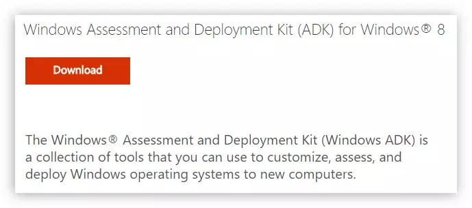 공식 웹 사이트에서 Windows Assessment 및 Deployment Kit 다운로드 버튼
