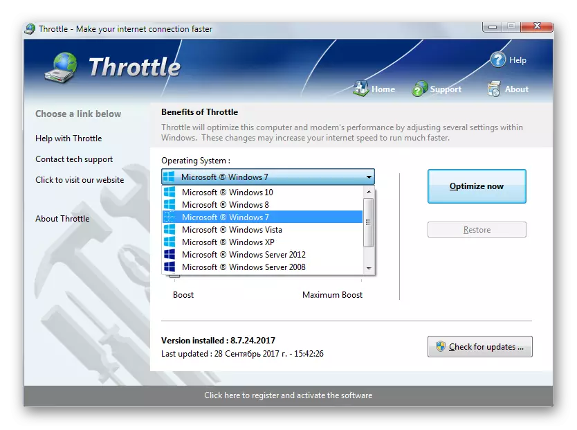 Throttle Utility Kompatibilitet med alla versioner av Windows