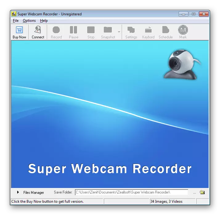 Gamit ang programa sa Super WebCam Recorder aron irekord ang video gikan sa usa ka webcam