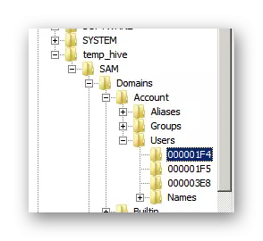 O processo de transição para o diretório 1F4 no editor do Windows Registry OS 7