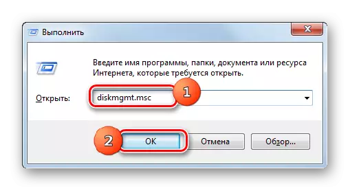 Spusťte nástroj pro správu disků pomocí vstupu příkazu v okně Spustit v systému Windows 7