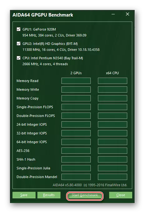 Vizsgálati processzor teljesítmény az AIDA64 programban