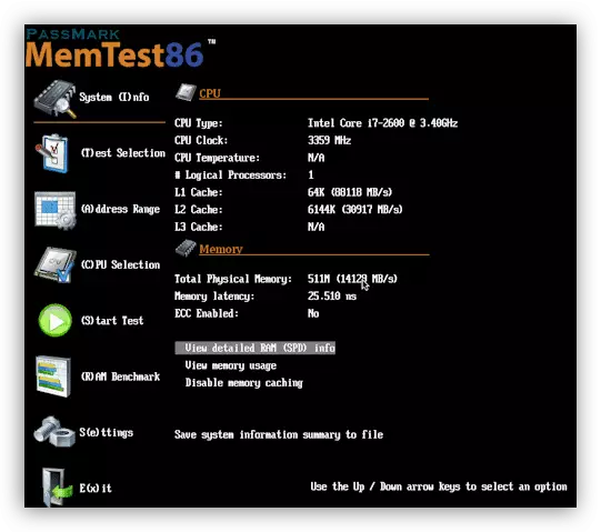 Ihlola ukusebenza kwe-RAM kuhlelo lwe-memtest86