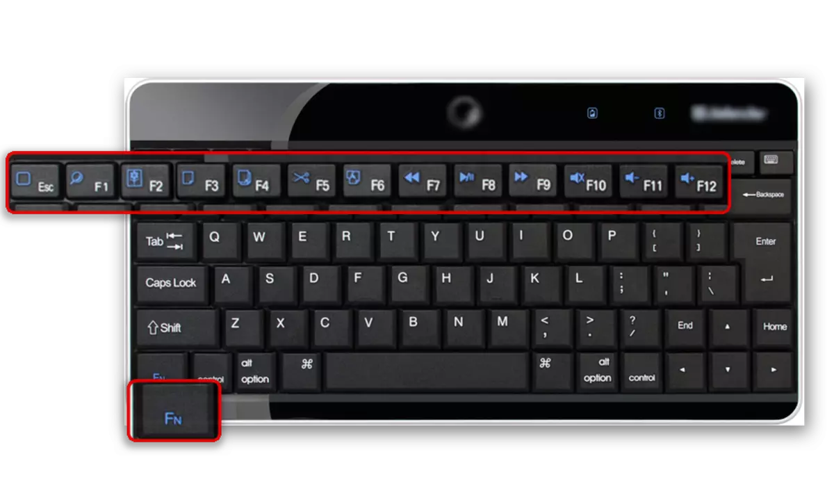 Fn düwmesi we laptop keyboard üstünde wezipeleri düwmelerini birnäçesi