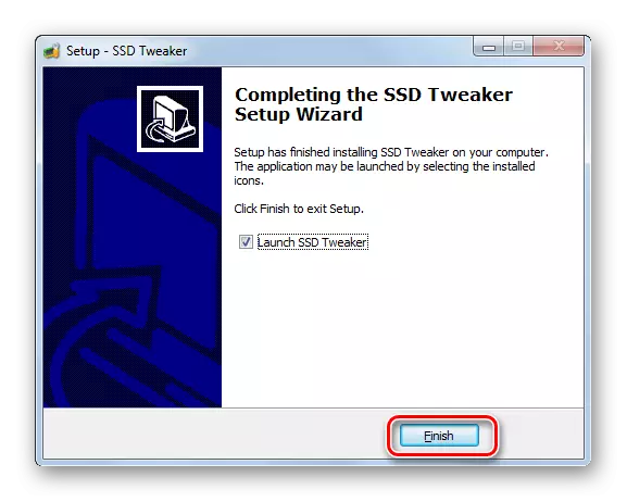 Windows 7でインストールが成功した後にSSDTWEAKERインストールウィザードウィンドウを終了します。