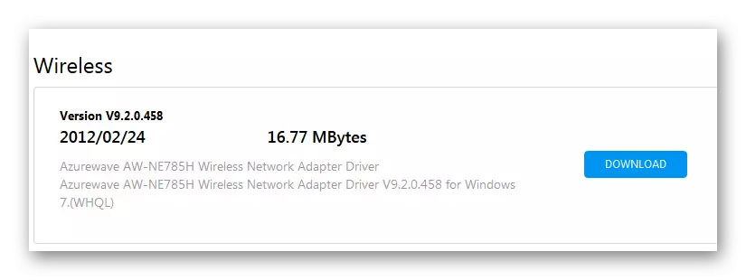 Wi-Fi driver adapter on the official website of Asus