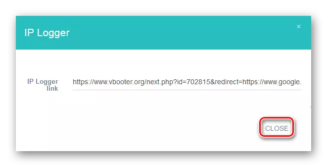 Buton de închidere în imaginea link-ul generat în VBooter