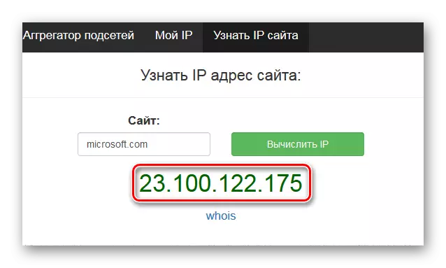 IP adresinin IP adresinin çalışmasının sonucu
